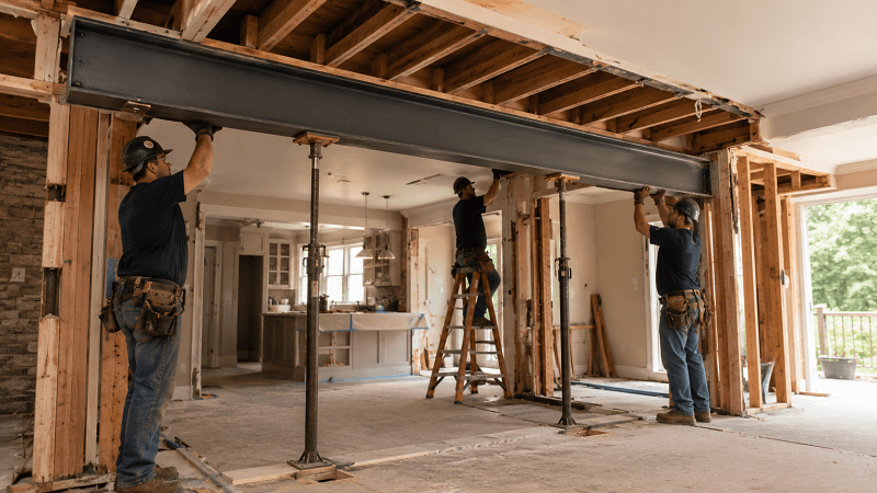 How Steel Beams Are Safely Installed During Home Remodels